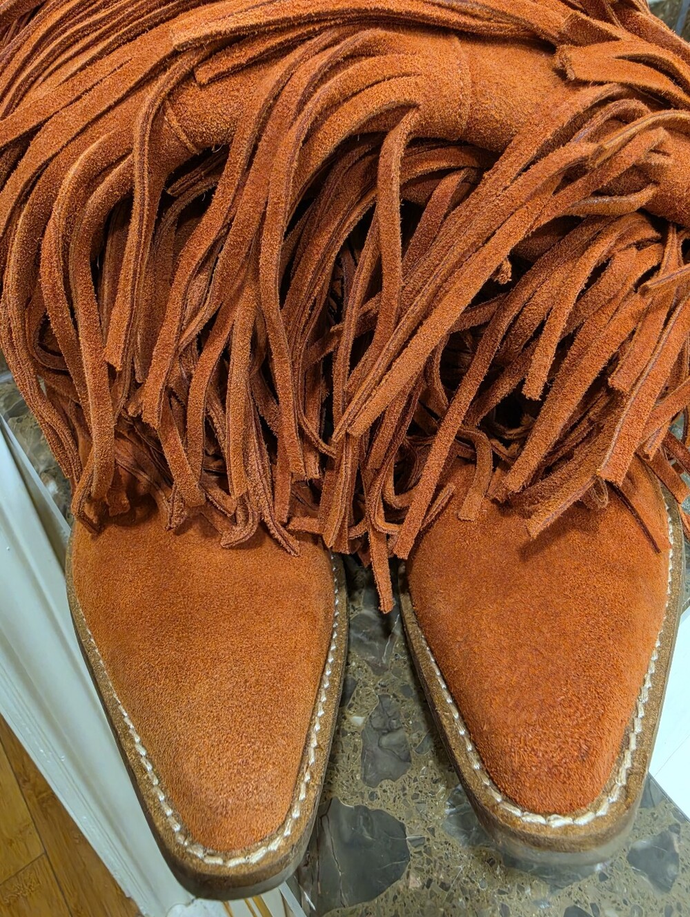 Dingo Women's Wild Child Suede Fringe Tall Western Boots - Snip Toe - Picture 6 of 6